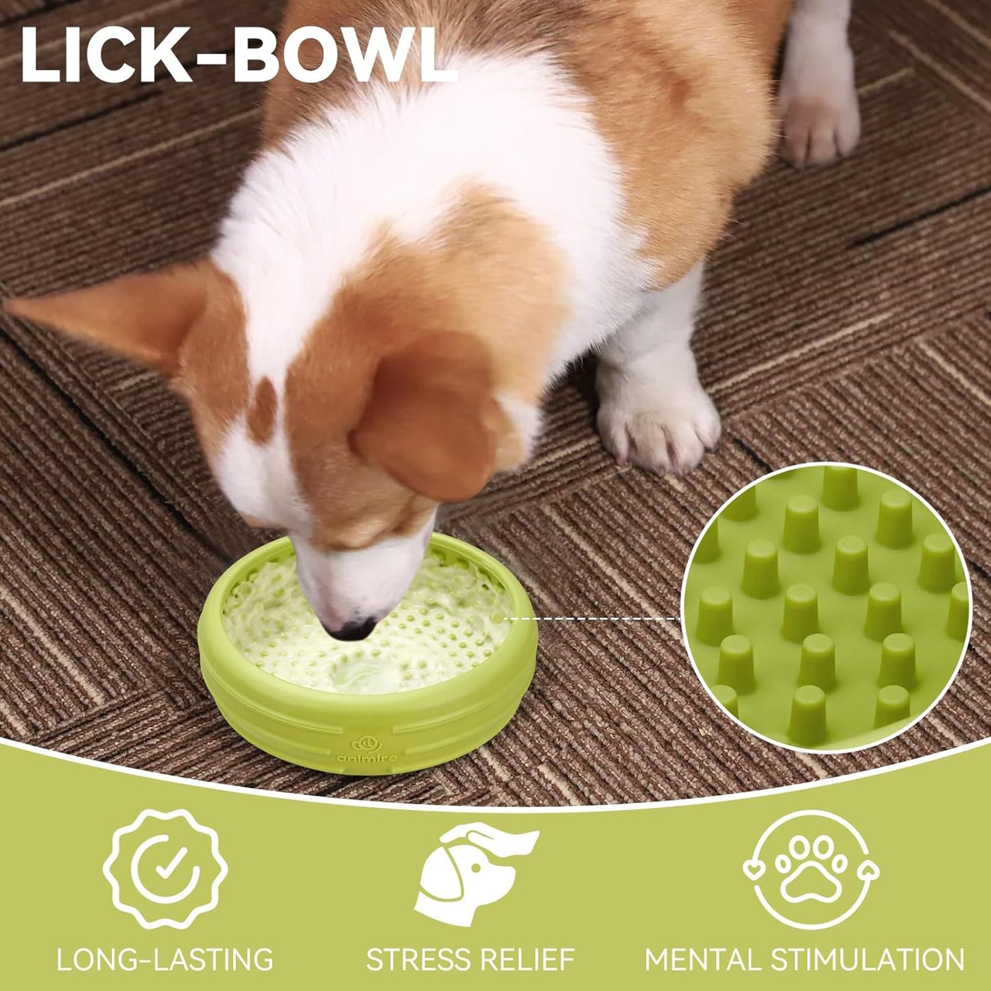Dog Lick Bowl, Animire Freeze Lick Mat for Dogs, Non-Slip Slow Feeder Licking Bowl Enrichment Treat for Distraction Anxiety Relief, Food Grade Silicone, Dishwasher Safe(Pastel Purple,S)