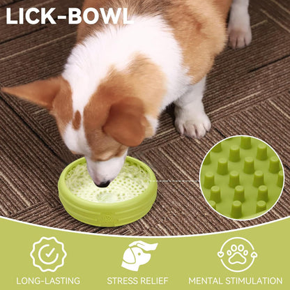 Dog Lick Bowl, Animire Freeze Lick Mat for Dogs, Non-Slip Slow Feeder Licking Bowl Enrichment Treat for Distraction Anxiety Relief, Food Grade Silicone, Dishwasher Safe(Pastel Purple,S)