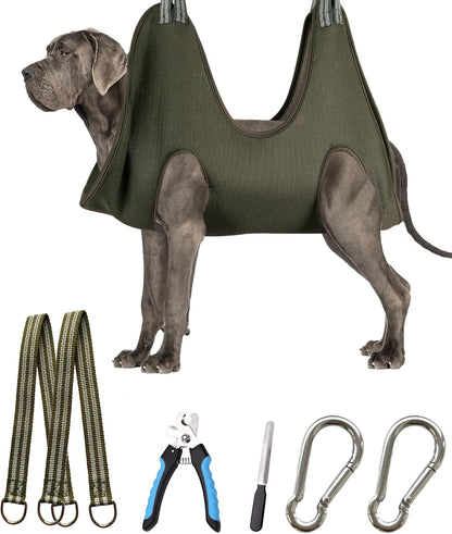 Kkiimatt 10 in 1 Pet Grooming Hammock Harness with Nail Clippers/Trimmer, Nail File, Dog Hammock/Grooming Sling for Nail Trimming/Clipping