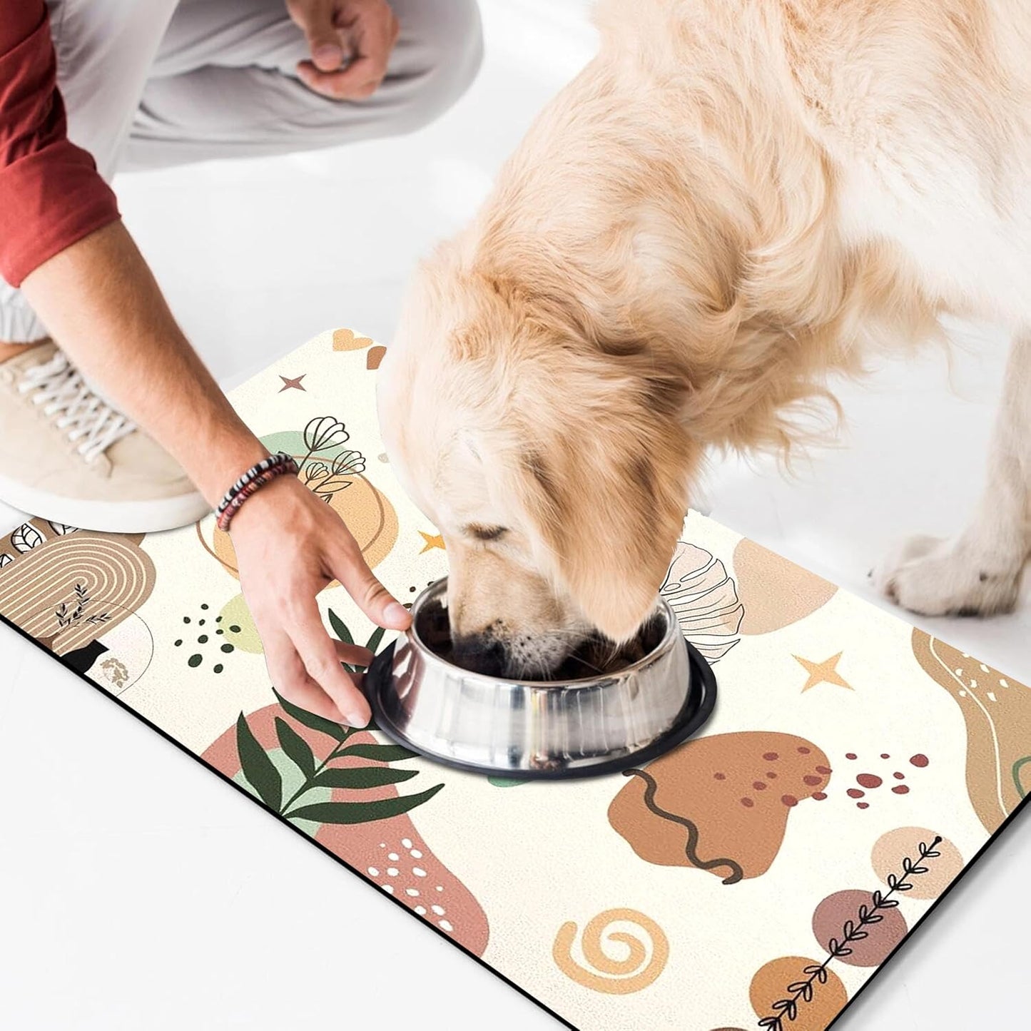Pet Feeding Mat for Floors Waterproof Dog Mat for Food and Water Absorbent Quick Dry Non Slip mat for Cat Bowls