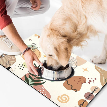 Pet Feeding Mat for Floors Waterproof Dog Mat for Food and Water Absorbent Quick Dry Non Slip mat for Cat Bowls