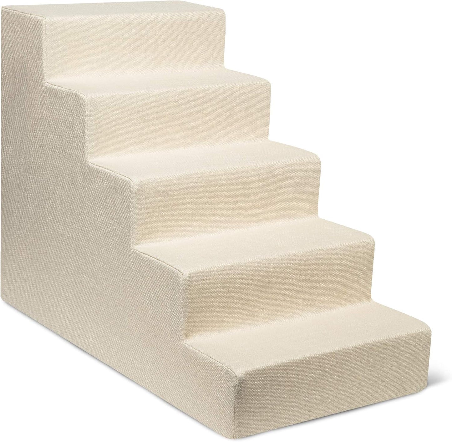 Best Pet Supplies Dog Stairs & Steps - Foam Steps for Small Dogs & Cats, Non-Slip Indoor Balanced Pet Step Support, Dog Ramp, No Assembly, Ash Gray Linen, 2-Step (12-inch Height)
