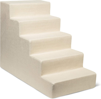 Best Pet Supplies Dog Stairs & Steps - Foam Steps for Small Dogs & Cats, Non-Slip Indoor Balanced Pet Step Support, Dog Ramp, No Assembly, Ash Gray Linen, 2-Step (12-inch Height)