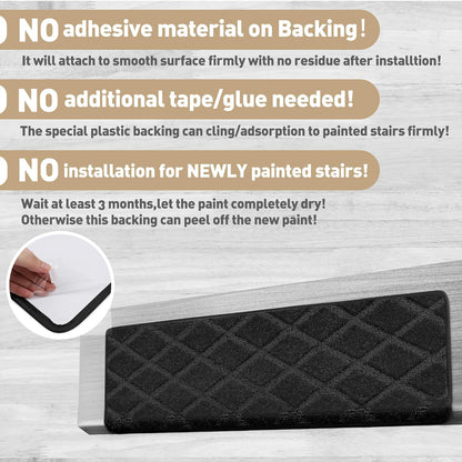 PURE ERA Bullnose Carpet Stair Treads Set Tape Free Non-Slip Indoor Stair Protectors Pet Friendly Rugs Covers Soft Skid Resistant Washable Reusable 9.5" x 30"(14 Pieces,Cream Gray)