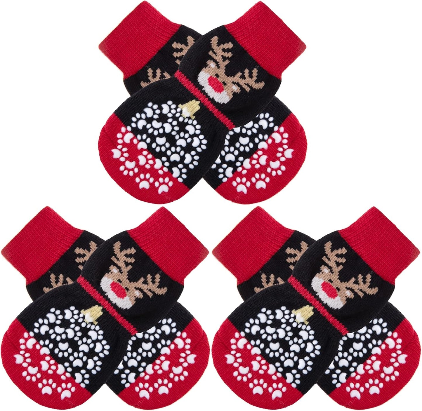 EXPAWLORER 6Pcs Anti-Slip Dog Socks to Prevent Licking Paws,Dog Shoes for Hot Pavement,Dog Booties Traction Control on Hardwood Floor,Boots & Paw Protectors, for Puppy Small Medium Large Senior Dogs