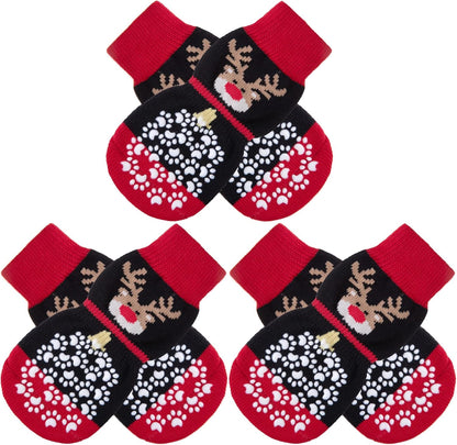 EXPAWLORER 6Pcs Anti-Slip Dog Socks to Prevent Licking Paws,Dog Shoes for Hot Pavement,Dog Booties Traction Control on Hardwood Floor,Boots & Paw Protectors, for Puppy Small Medium Large Senior Dogs