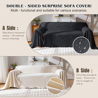 Waterproof Couch Cover, Reversible, Pet-Friendly, Washable and Anti-Slip Couch Covers for Sofa Protection with 3 Cushions, Sofa Slipcovers for Dogs and Cats (71×118in/Brown)
