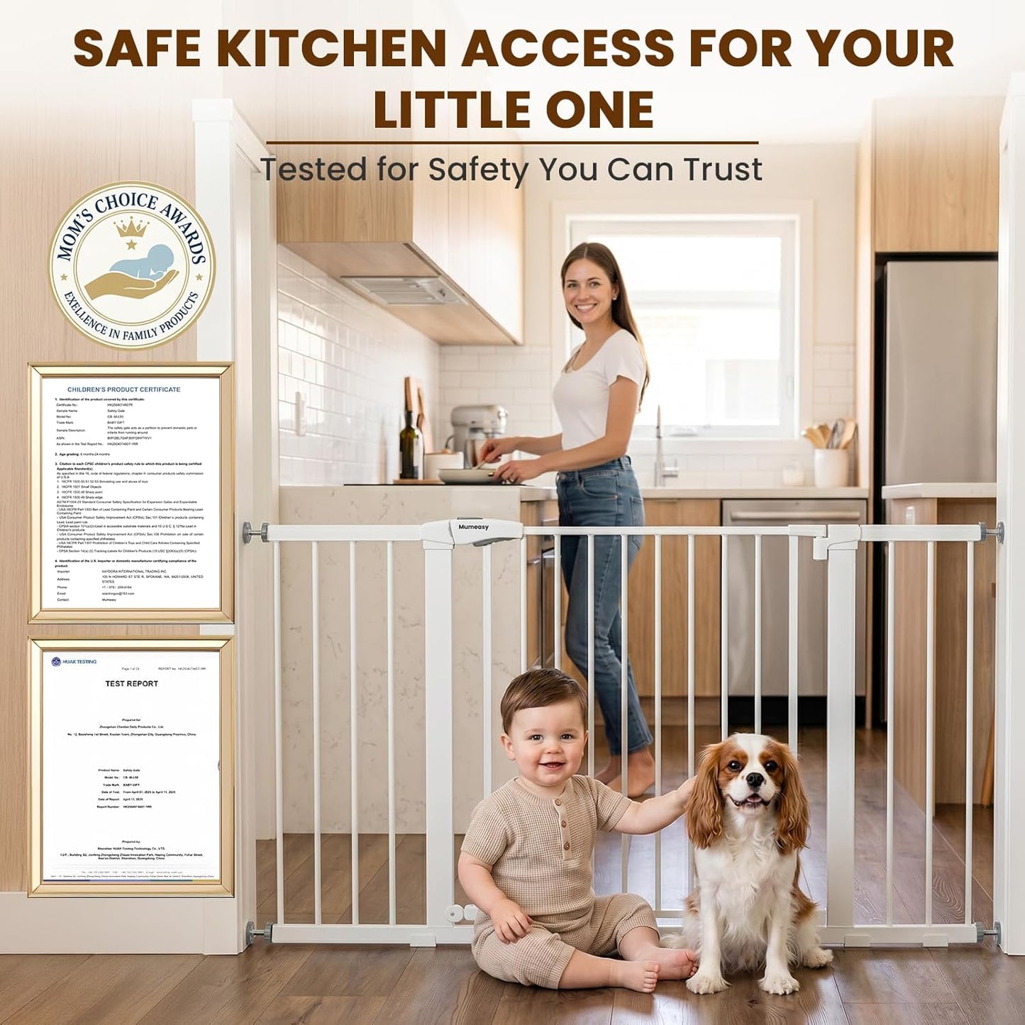 Mumeasy 36" High Extra Tall Dog Gate, 29.6"-40.5" Wide Pressure Mounted Tall Baby Gate for Dog, Auto Close Pet Gate with Door for Stairs,Doorways,House,Black
