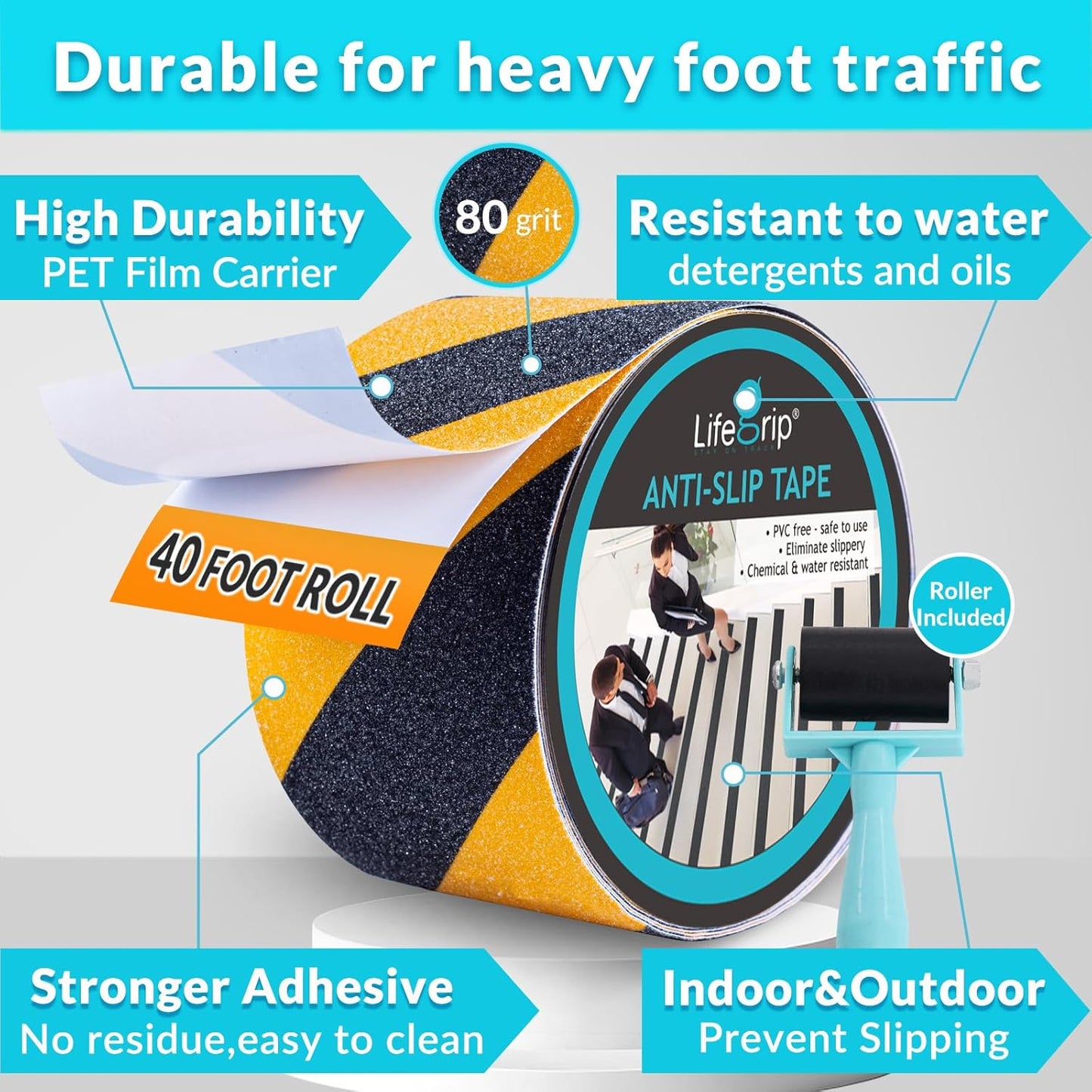 LifeGrip Anti Slip Transparent Anti Slip Tape, 4 inch by 30 feet, Non-Slip Traction Grip Tape to Tubs, Boats, Stairs, Clear, Soft, Comfortable for Bare feet (4" X 30')