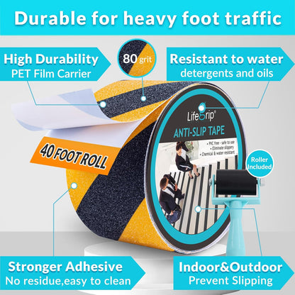 LifeGrip Anti Slip Transparent Anti Slip Tape, 4 inch by 30 feet, Non-Slip Traction Grip Tape to Tubs, Boats, Stairs, Clear, Soft, Comfortable for Bare feet (4" X 30')