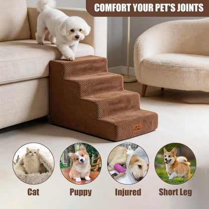 2 Pack Dog Stairs for Small Dogs 3-Step Pet Stairs for Bed Couch Chair Stool Non-Slip Pet Steps for Puppy Small Dogs Cat Older Pet Grey 13.6" H