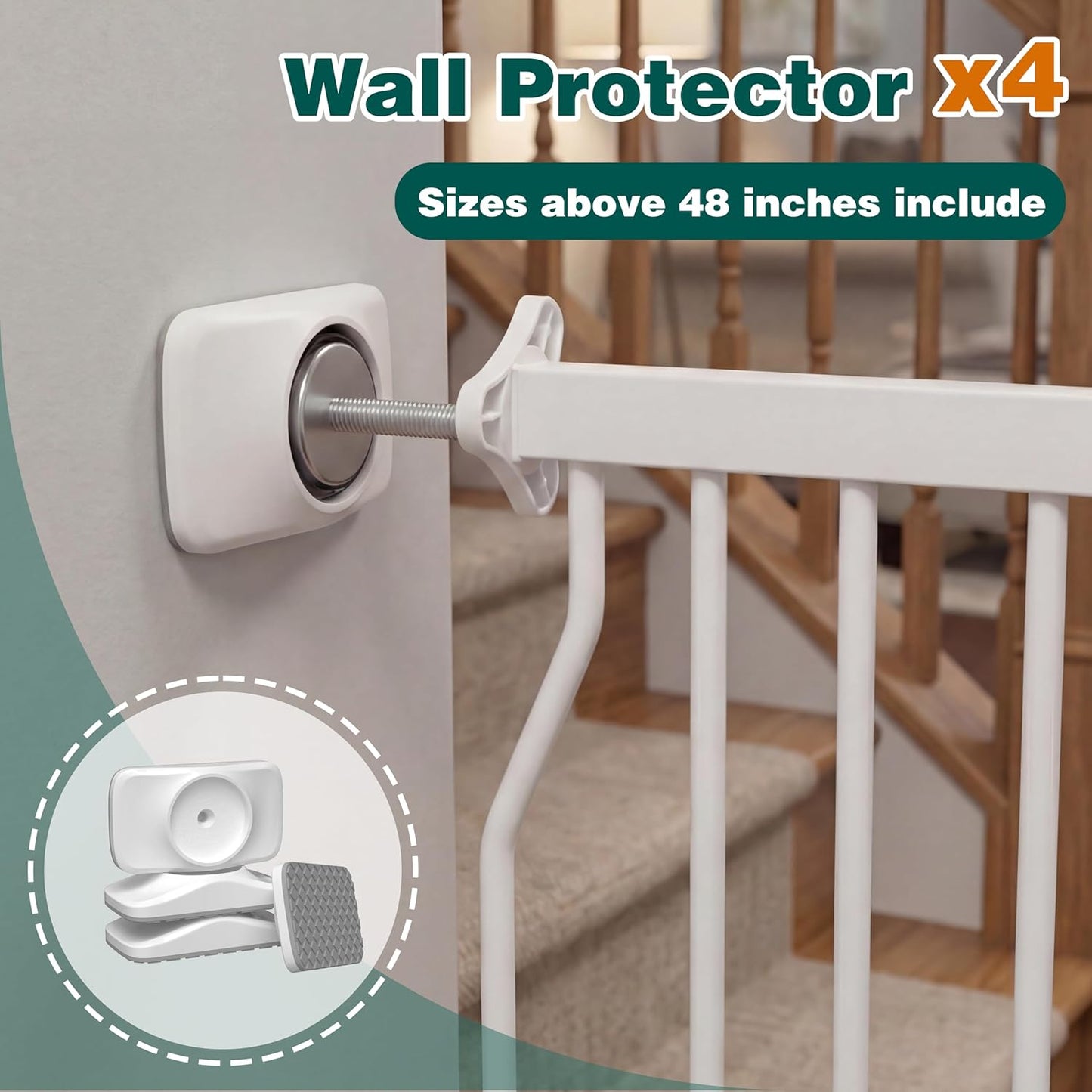 Extra Wide Baby Gate with Door, 52.76~62.2 Inch Wide Presure Mounted No Drill Metal Auto Close Child Gate for Stair Doorway - Indoor Outdoor Safty Gate for Toddler Dog Doggie, Black