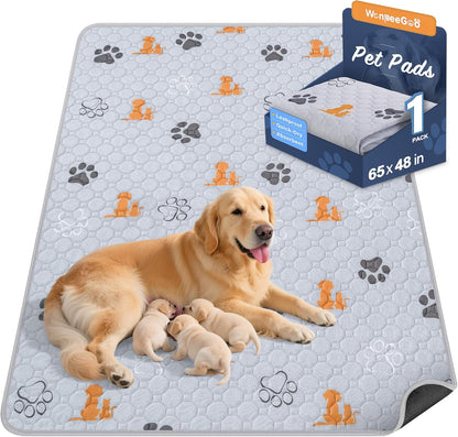 WanpeeGoo Washable Pee Pads for Dogs, 4 Pack Absorbent Reusable Training Dog Pads Pet Puppy Pads, Non-Slip Potty Pads for Whelping, Playpen, Crate, Bed, Grey 18"x24"