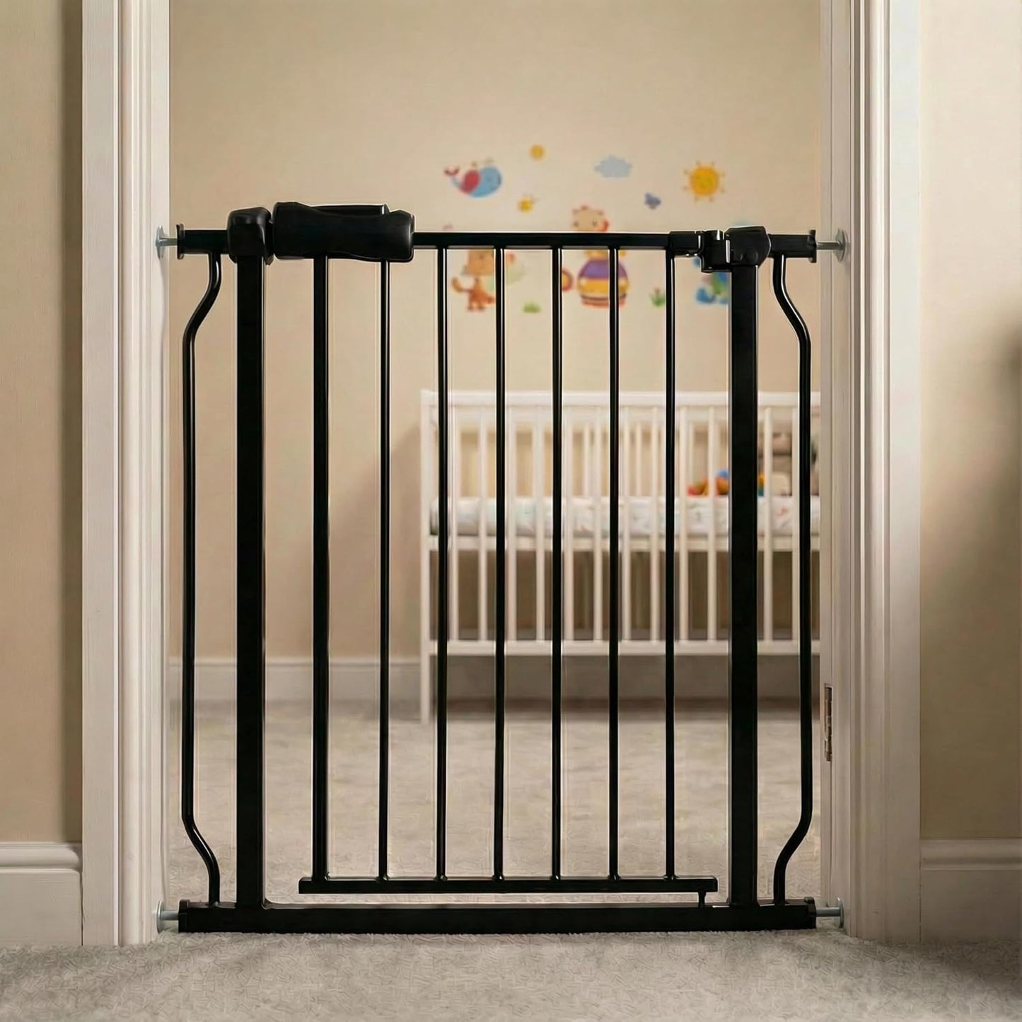 Extra Wide 76.4-81 Inch Large Baby Gates for Stairs, Doorways - No Drilling, Pressure Mounted Pet Gates for Kids & Dogs