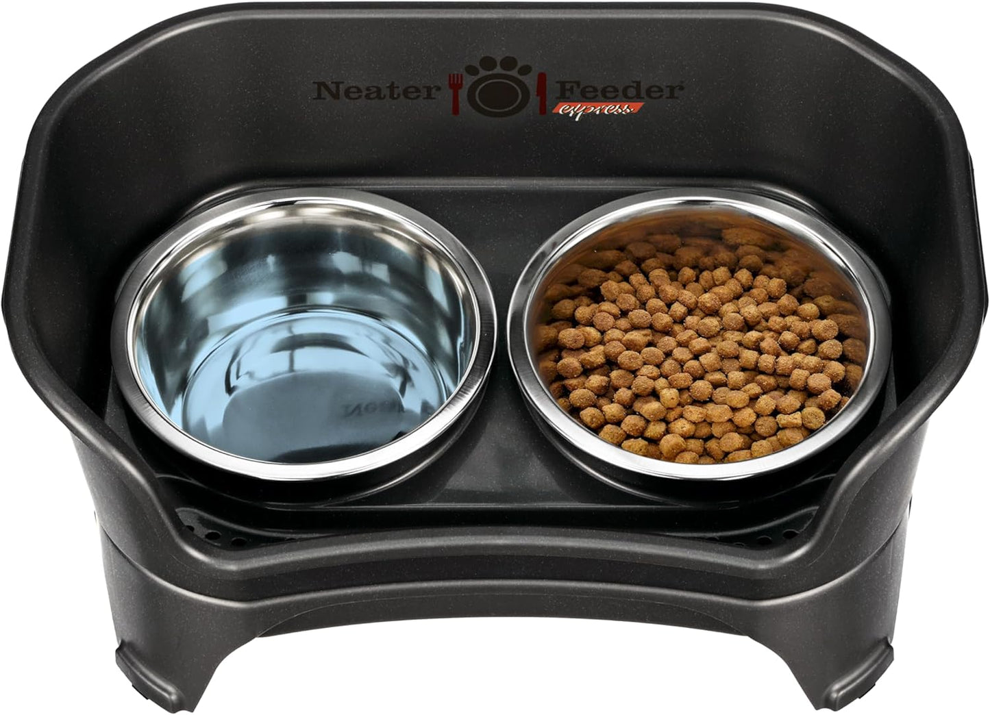 Neater Feeder Express Mess Proof Dog Bowls Elevated for Small Breeds under 15 Lb, Made in USA, No Spill Raised Dog Food Bowl Stand, Stainless Steel Food and Water Bowl Set, Feeding Station, Cappuccino