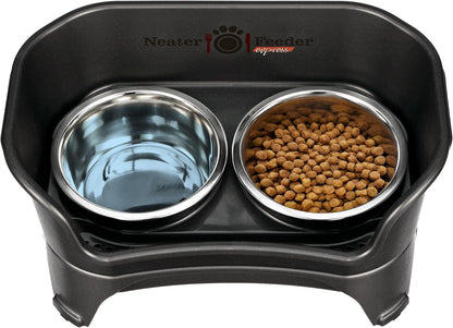 Neater Feeder Express Mess Proof Dog Bowls Elevated for Small Breeds under 15 Lb, Made in USA, No Spill Raised Dog Food Bowl Stand, Stainless Steel Food and Water Bowl Set, Feeding Station, Cappuccino