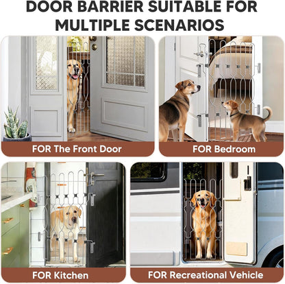 Snagle Paw Extra Tall Metal Retractable Door Barrier, 28.4" Wide 35" Tall Safety Dog Gate for Front Door,Easy Install Retractable Pet Gate for Recreational Vehicle,Doorways