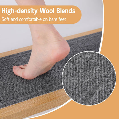 RIOLAND Carpet Stair Treads for Wooden Steps Indoor 9" x 36" Non Slip Stair Treads for Wood Stair with Reusable Adhesive, 15 Pack Peel and Stick Stair Runner for Kids Elders and Dogs, Diamond Gray