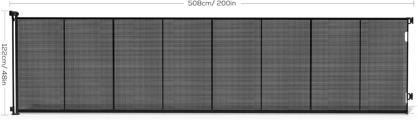 Retractable Baby Gate for Stairs, 42" Tall X 200" Wide Mesh Dog Gate Indoor, Child Gate for Doorways, Hallways, Deck, Indoor Outdoor Pet Baby Safety Essentials for Home, Black