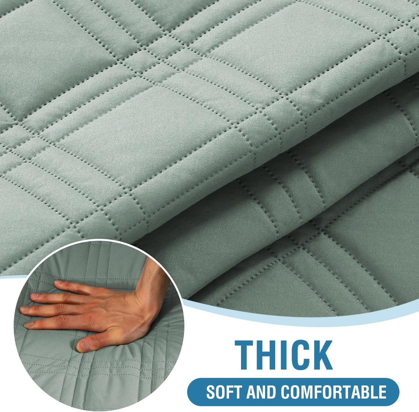 H.VERSAILTEX 100% Waterproof Slipcovers for Couches and Sofas Modern Pet Couch Cover Thick Soft Furniture Protector with Elastic Straps(Sofa, Lily Pad/Beige)