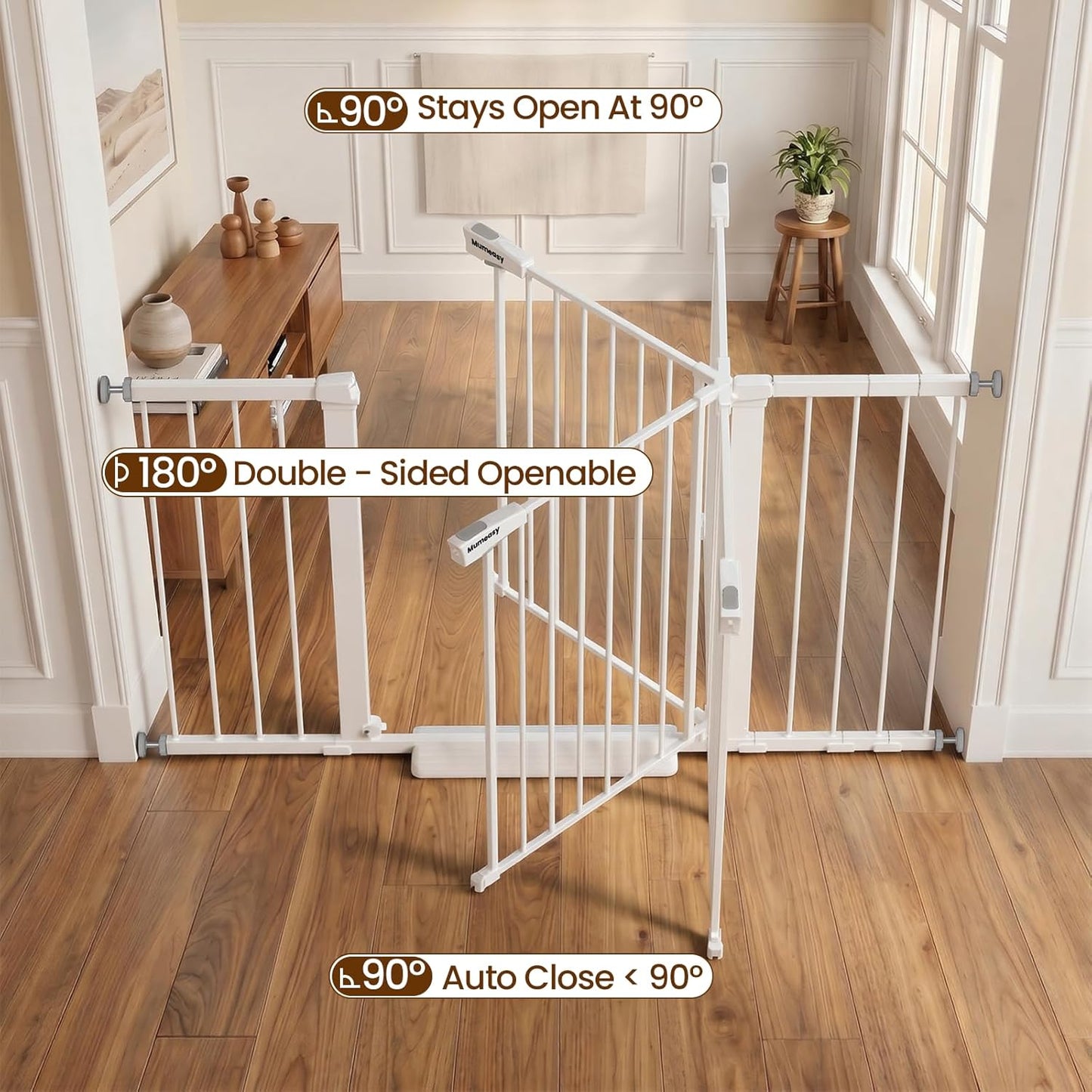 Mumeasy 36" High Extra Tall Dog Gate, 29.6"-40.5" Wide Pressure Mounted Tall Baby Gate for Dog, Auto Close Pet Gate with Door for Stairs,Doorways,House,Black