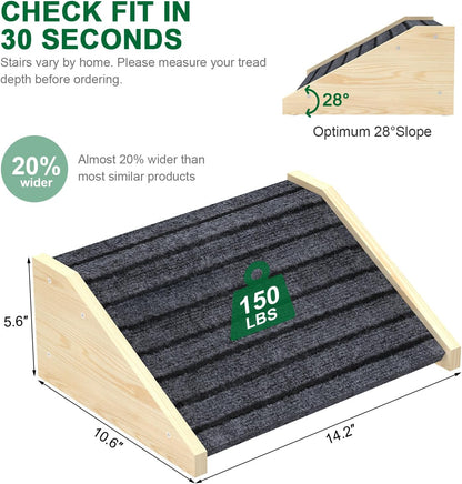 TIMHAKA 2 Pack Dog Ramp for Stairs, Upgraded Widened Non-Slip Dog Stairs for Small Medium Dogs, Wooden Pet Steps for Staircase, Steps and Stairs Assist for Injured & Aged Pets