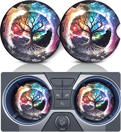 2PCS Dog Paw Print Car Cup Holder Coasters, Cars Coasters for Cup Holders, Anti Slip Rubber Mat with Finger Slot, Dogs Car Accessories Interior Decor, Dog Lover Gifts for Women, Men