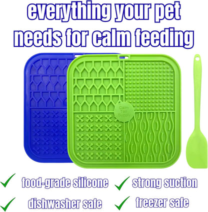 BPA-Free Silicone Dog Lick Mat with Spatula – Slow Feeder Enrichment Mat for Dogs & Cats – Strong Suction, Grooming Distraction, Freezer & Dishwasher Safe