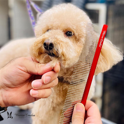 Warren London Detangling Strong Comb for Dogs | 10 inches | Comfort Control Durability and Detail for Small Medium Large Dogs | Ergonomic Dog Cat Grooming Pet Supplies Deshedding Mat Tool