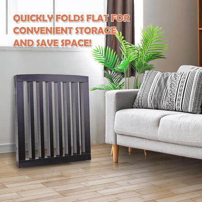 Freestanding Pet Dog Gate 36 Inch Foldable Fence Indoor 3 Panel Extra Wide Wooden Dog Door for Stairs Hallways Doorways