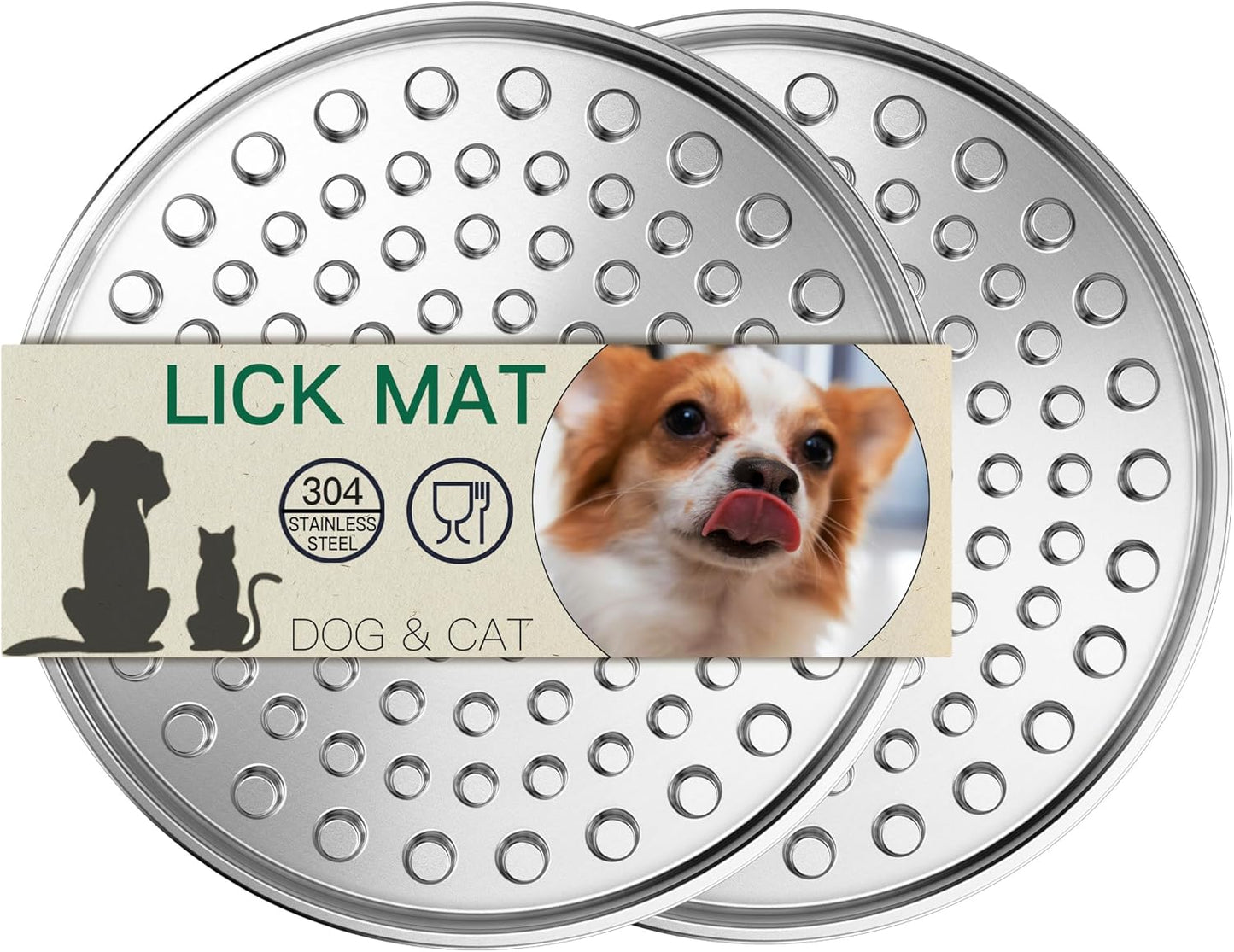1Pack Stainless Steel Large Lick Mat for Dogs & Cats, Chew-Proof Slow Feeder, Anxiety Reducer, Whisker-Friendly for Cats, Non-Slip Heavy Duty Base, Raw Feeding Pad, Dishwasher Safe