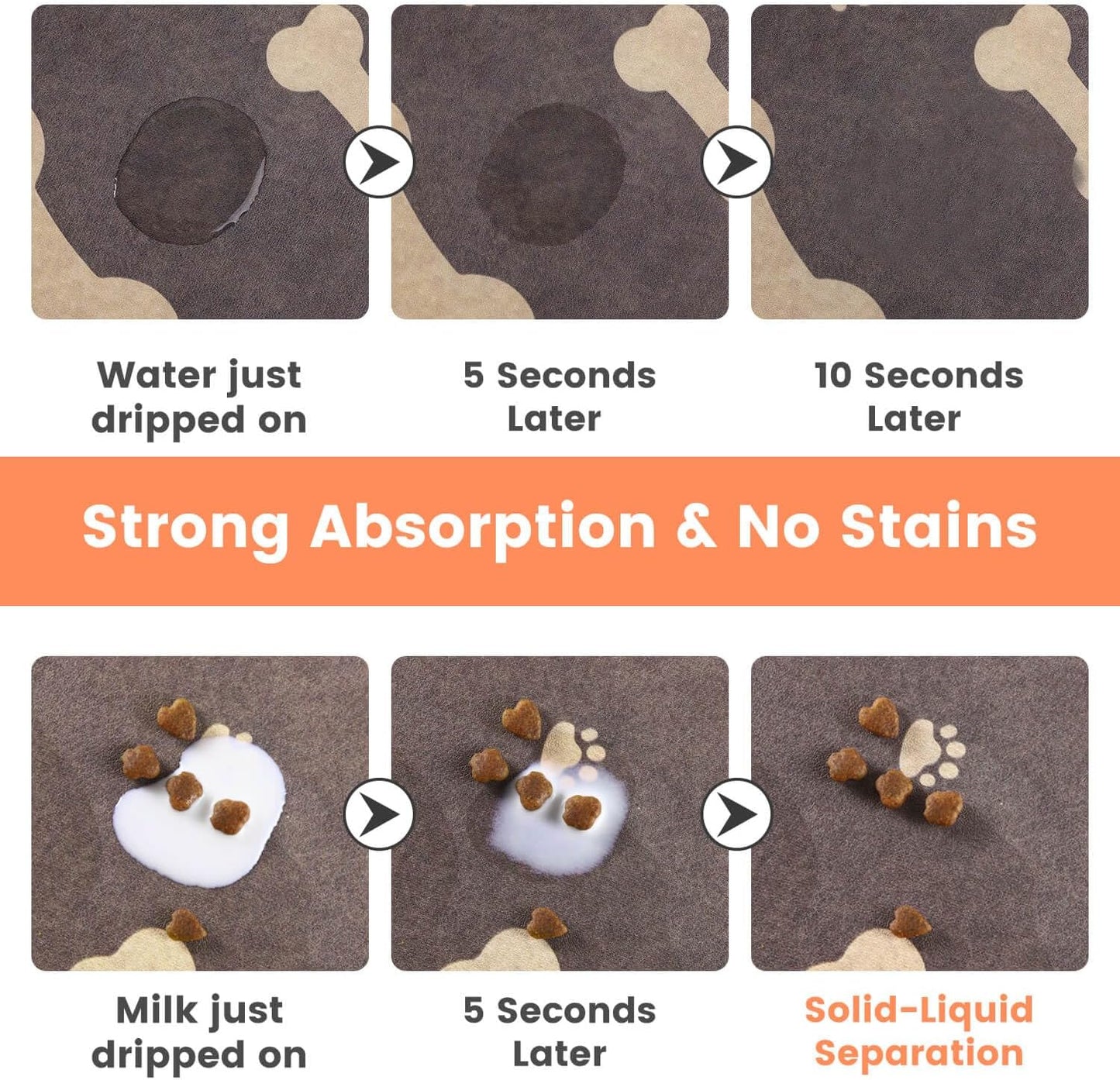Pet Feeding Mat-Absorbent Pet Placemat for Food and Water Bowl, with Waterproof Rubber Backing, Quick Dry Water Dispenser Mat for Dog and Cat (20"x12", Striped Dark Gray)