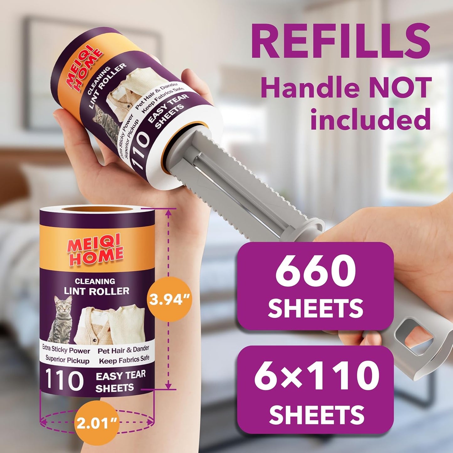 Lint Rollers for Pet Hair Extra Sticky, 555 Sheets Mega Value Set Lint Roller with 5 Upgraded Handles, 5 Rollers Portable Pet Lint Remover for Clothes, Furniture, Carpet, Dog & Cat Hair Removal