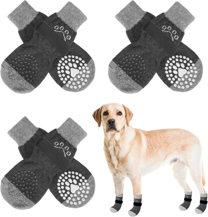 SCENEREAL 6Pcs Anti Slip Dog Socks to Prevent Licking Paws for Hot/Cold Pavement, Dog Grippy Socks for Hardwood Floors, Dog Shoes for Boots & Paw Protectors for Puppy Small Medium Large Senior Dogs
