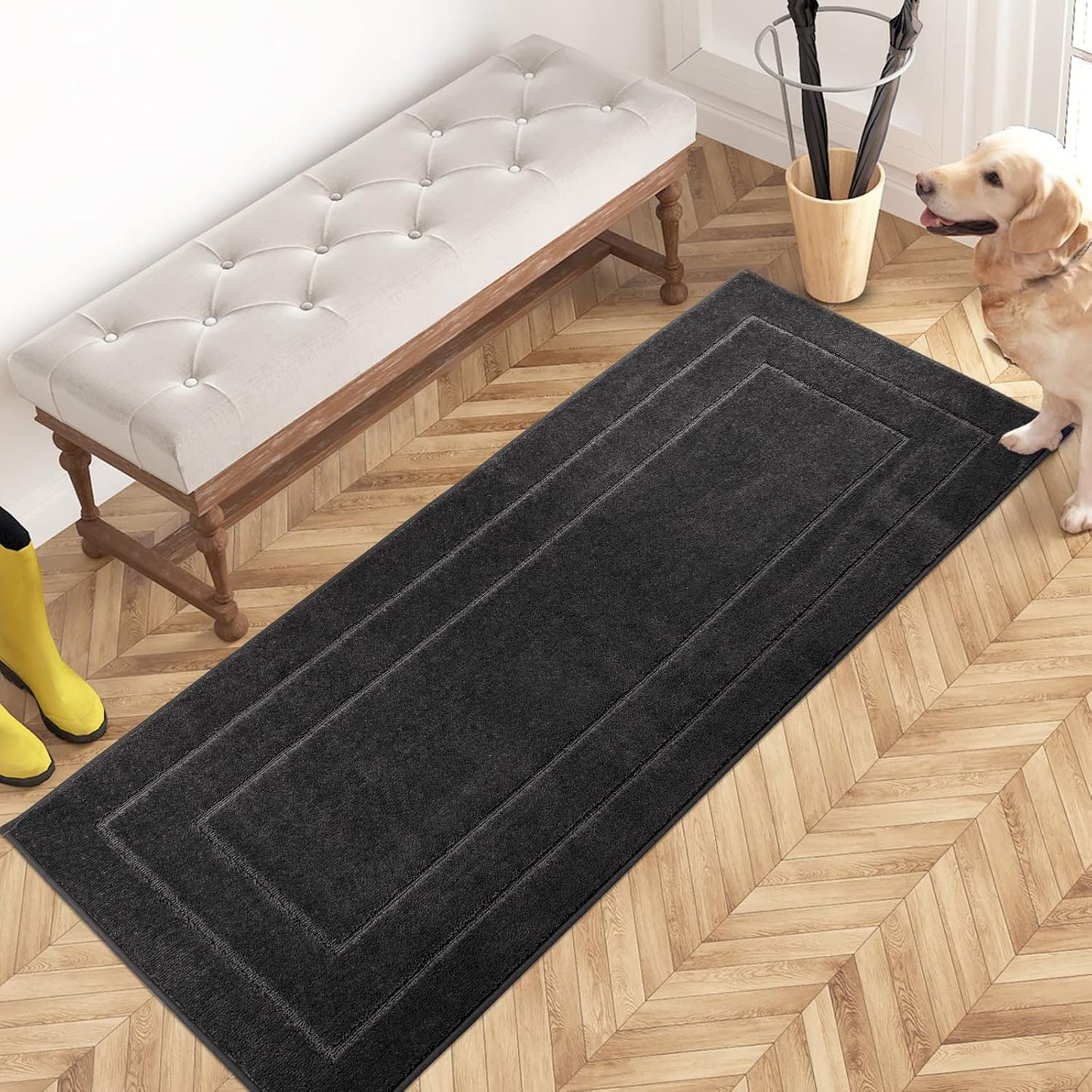 PURRUGS Dirt Trapping Door Mat 32" x 47", Non-Slip/Skid Machine Washable Entryway Rug, Dog Doormat, Super Absorbent Welcome Mat for Muddy Wet Shoes and Paws, Grayish Brown