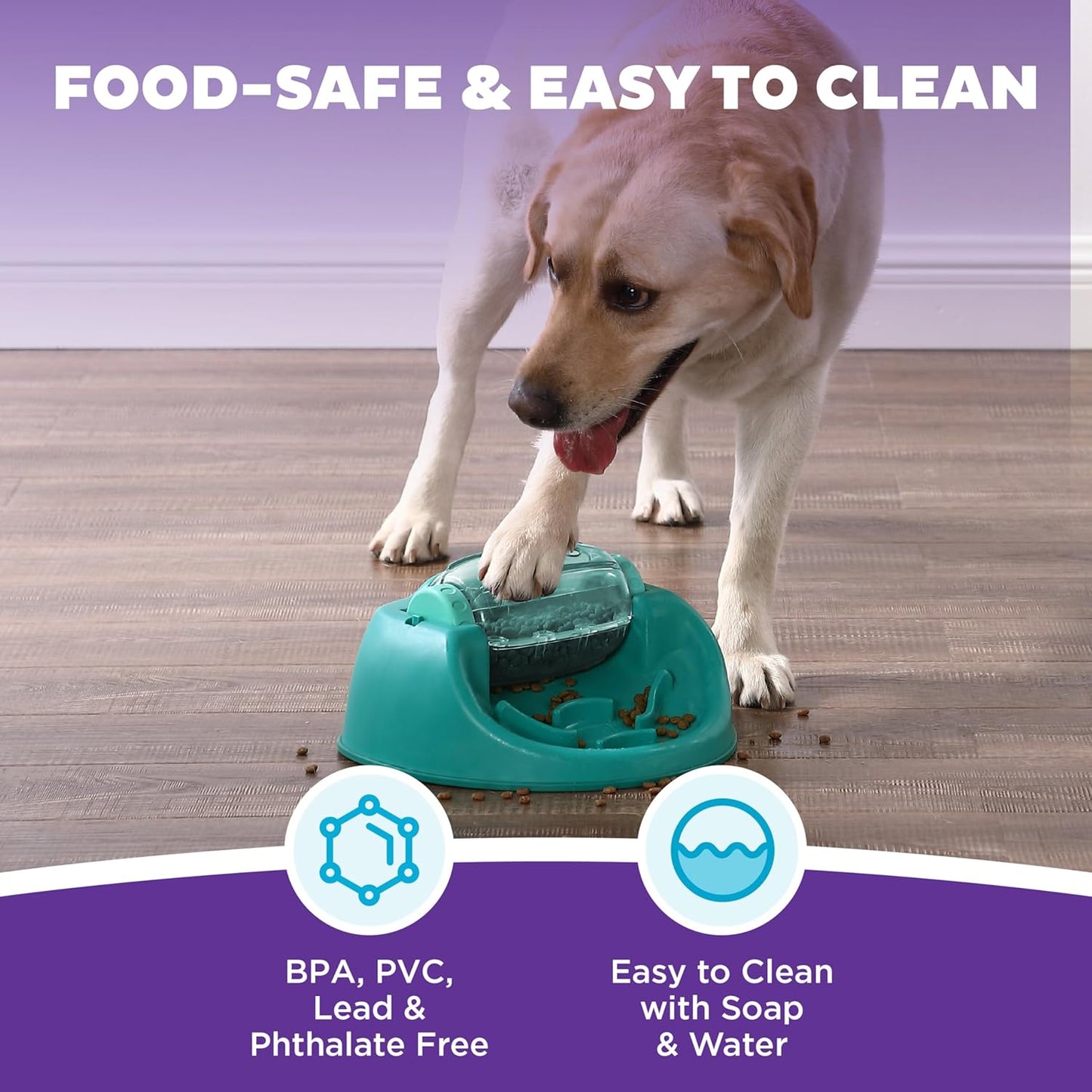 Outward Hound by Nina Ottosson Lick N’ Flip Level 1 Dog Puzzle Toy, Lick Mat & Slow Feeder – Non-Slip Base Beginner Enrichment for Small & Medium Dogs, Holds 1 Cup Wet or Dry Food, 7.4" x 7.4"