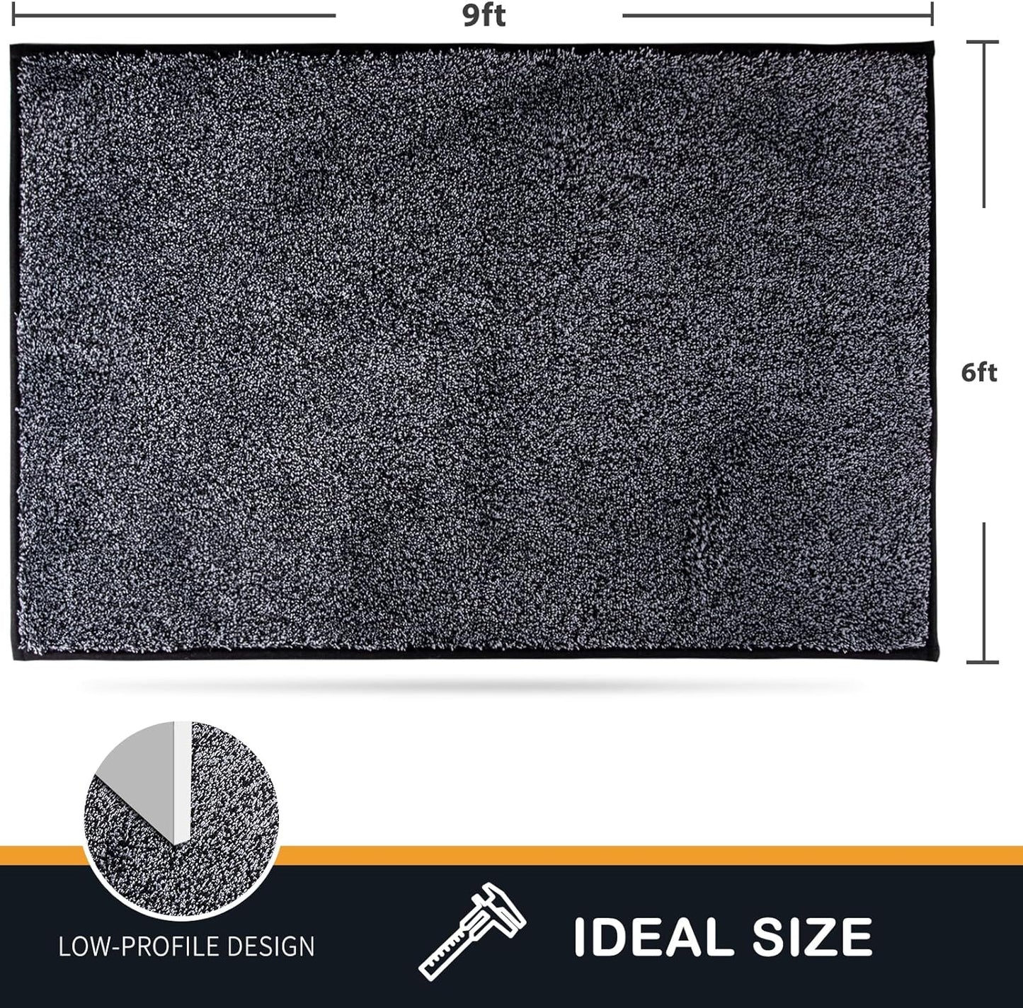 PURRUGS Dirt Trapping Door Mat 20" x 31.5", Non-Slip Machine Washable Entryway Rug, Dog Doormat, Indoor Front Door Mat, Super Absorbent Entry Rug for Muddy Shoes & Paws, Bluish Grey-Black