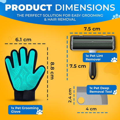 Pet Hair Removal Glove for Dogs & Cats – Dog Grooming Gloves for Shedding, Pet Hair Remover Glove – Pet Grooming Gloves, Cat Grooming Gloves & Cat Brush Glove (Glove + Finger Toothbrush Kit)
