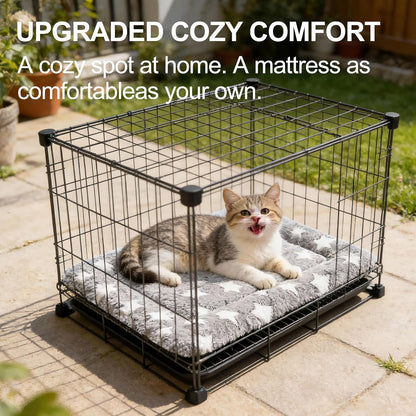 Dog Bed Mat, Reversible Crate Pad & Cute Dog Bed - Machine Washable Kennel Mat with Ultra Soft for Small Dogs (Cool/Warm), 24" x 18", Grey&Star