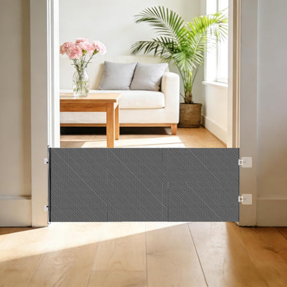 17" Step Over Retractable Dog Gate, No-Drill Pet Barrier for Doorways & Stairs, Easy Human Access & Pet Containment, Adjustable Small Dog Gate for Indoor Use