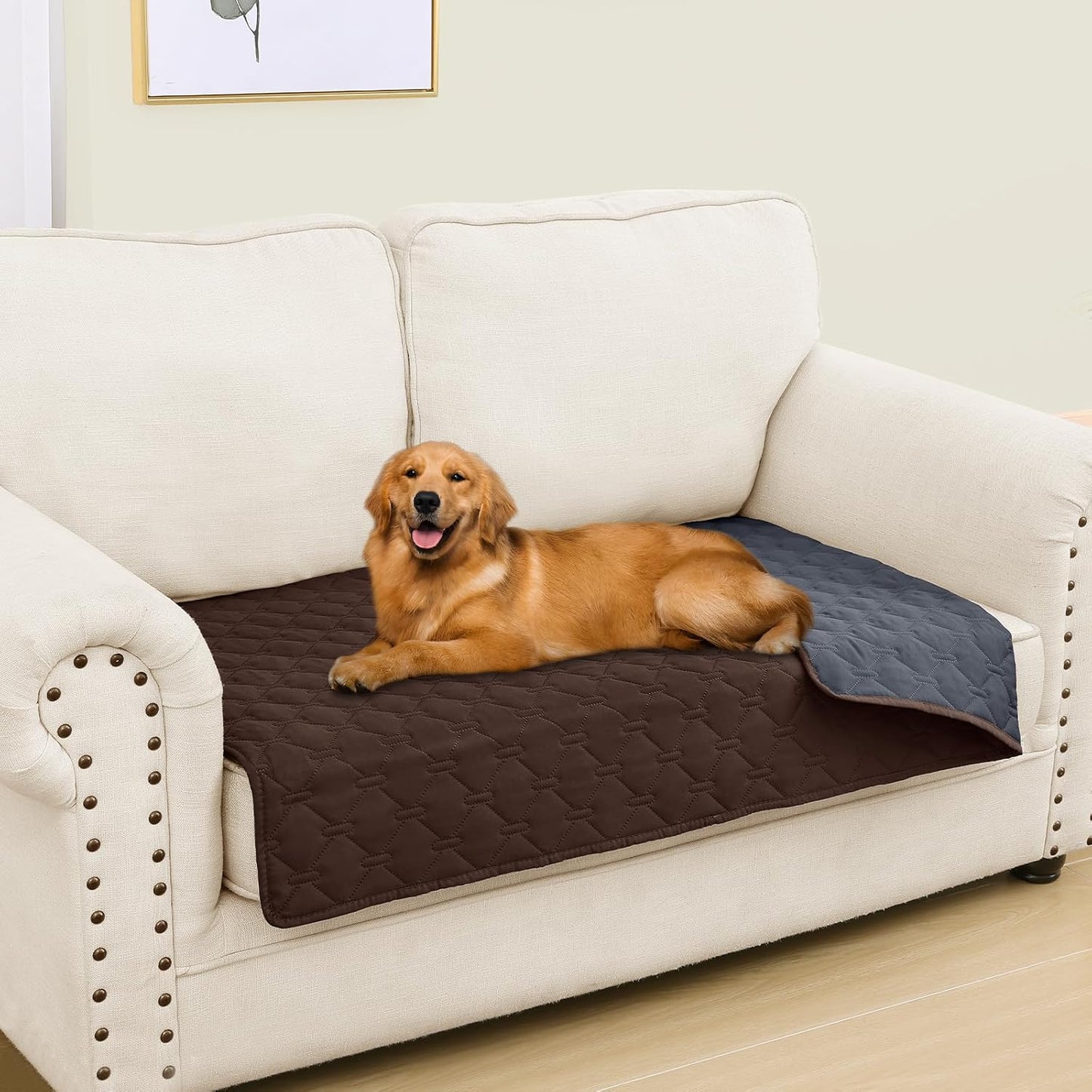 Smiry Waterproof Dog Bed Cover Blanket 30x70, Soft Reversible Pet Blanket, Washable Leakproof Cats Dogs Couch Cover for Sofa, Couch, Furniture, Grey/Dark Grey