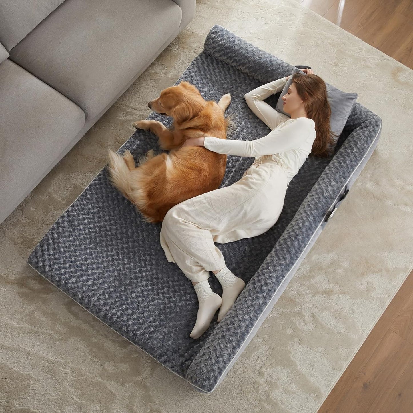 BFPETHOME Orthopedic Dog Beds for Large Dogs-Waterproof Sofa Dog Bed with Removable Washable Cover, Big Pet Bed with Waterproof Lining and Nonskid Bottom,Pet Bed for Large Dogs