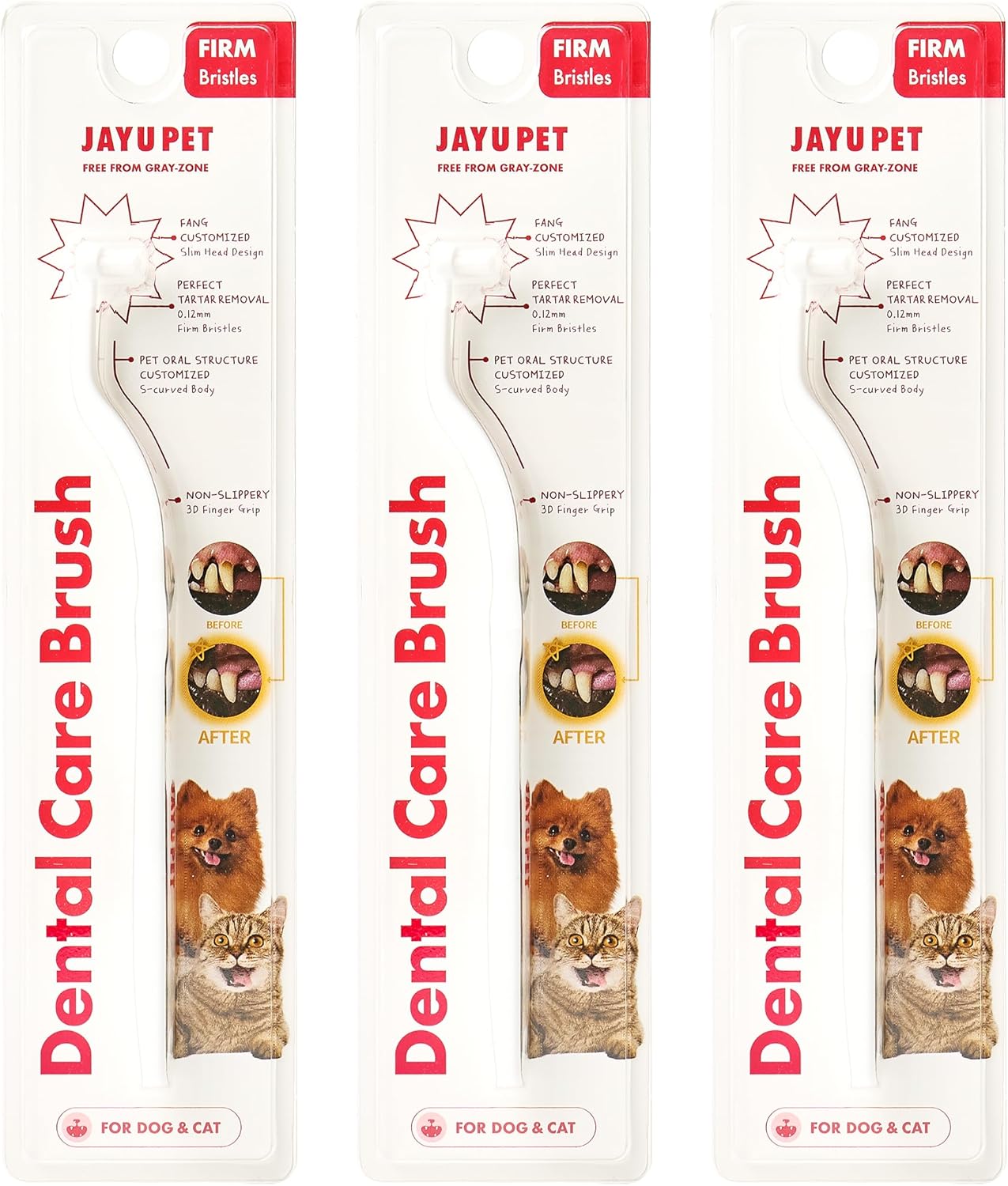 JAYU PET Dental Care Brush with Soft Bristles 1ea - Dog Toothbrush, Cat Toothbrush, Dental Care for Kitten and Small Dogs, Removing Old Plaque and Tartar, Easy Cleaning