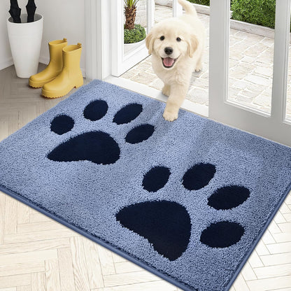 PURRUGS Dirt Trapping Door Mat 20" x 31.5", Non-Skid/Slip Machine Washable Microfiber Entryway Rug, Dog Doormat, Super Absorbent Welcome Mat for Muddy Wet Shoes and Paws, Grey