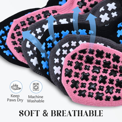 Non-Slip Dog Socks for Hardwood Floors Anti Slip Double-Sided Grippy Socks for Senior Dogs to Prevent Licking Paws, Scratching & Hot Pavement Premium Dog Paw Protector with Grippers Black L