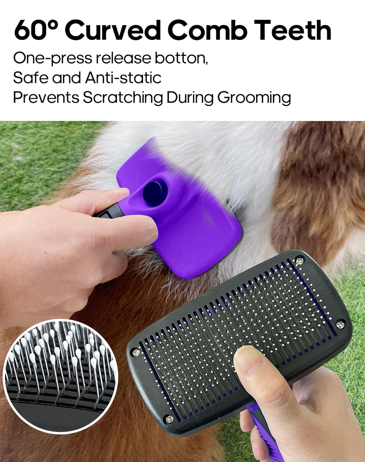 Self Cleaning Shedding Brush - Skin Friendly Grooming Tool for Dogs, Cats, and Puppies, Deshedding and Hair Removal for Long and Short Haired Pets (Green)