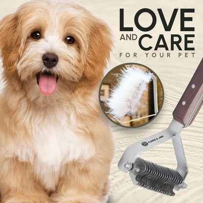 Flamia & Jabz Undercoat Rake for Dogs & Cats, Dematting Grooming Stripper Tool (14 Blades)
