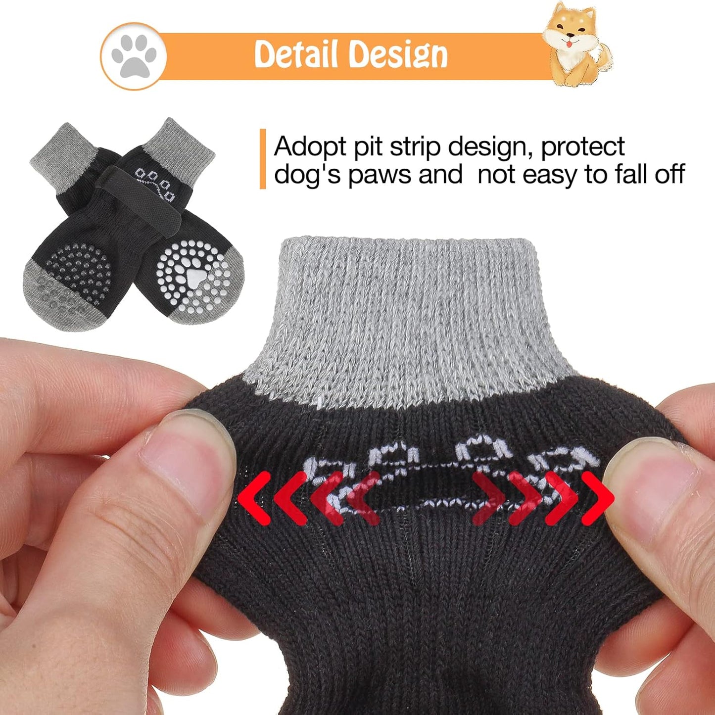 SCENEREAL 6Pcs Anti Slip Dog Socks to Prevent Licking Paws for Hot/Cold Pavement, Dog Grippy Socks for Hardwood Floors, Dog Shoes for Boots & Paw Protectors for Puppy Small Medium Large Senior Dogs