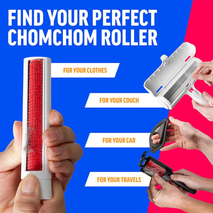 ChomChom Roller & Rake – Reusable Pet Hair Removal Roller with Rake Attachment for Cat & Dog Fur on Furniture, Couch, Carpet, Car, Rugs, Bedding & More– Portable, Eco-Friendly