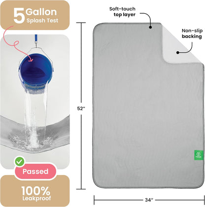 IMPROVIA® Washable Underpads, 34" x 36" (Pack of 4) - Heavy Absorbency Reusable Bedwetting Incontinence Pads for Kids, Adults, Elderly, and Pets - Waterproof Protective Pad for Bed, Couch, Sofa, Floor